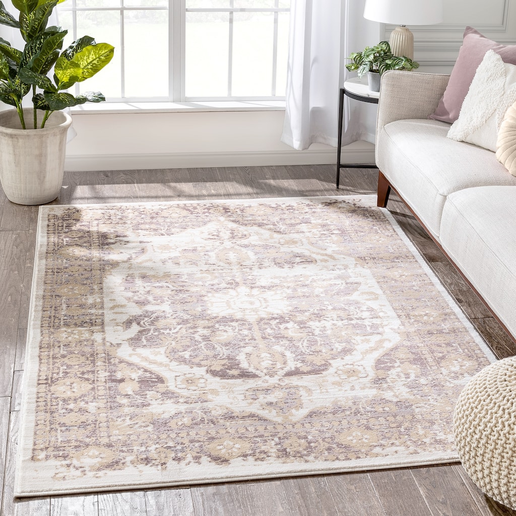 Well Woven Modern Distressed Vintage Medallion Area Rug - 7'10" x 10'6"