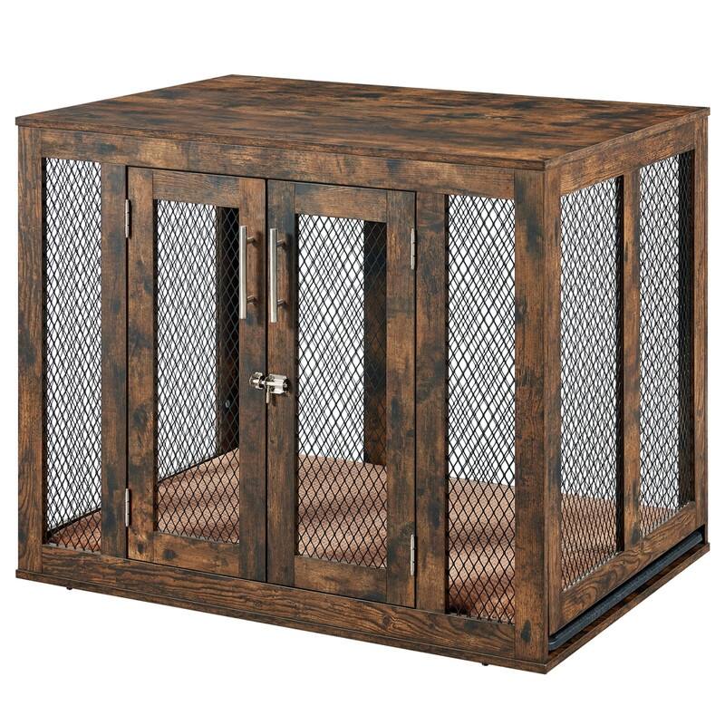 unipaws Dog Crate Furniture with Tray and Bed