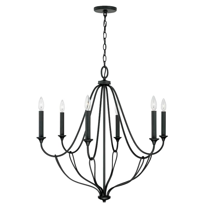 Bentley 30" 6-light Black Iron Chandelier