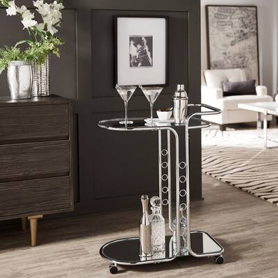 Chamberlain Chrome Finish Round Edge Bar Cart by iNSPIRE Q Bold