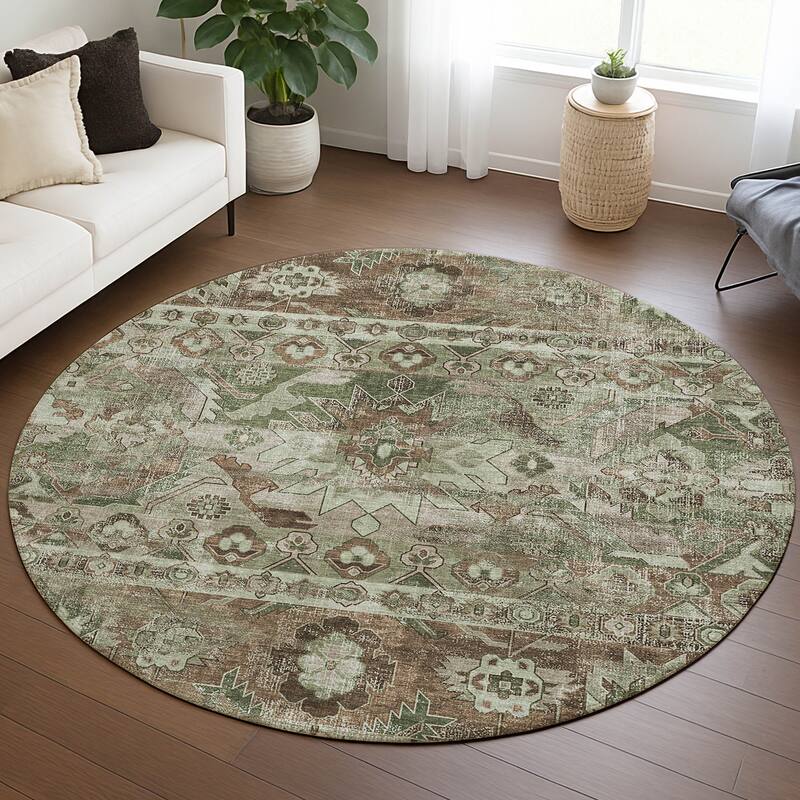 Machine Washable Indoor/ Outdoor Traditional Hudson Chantille Rug