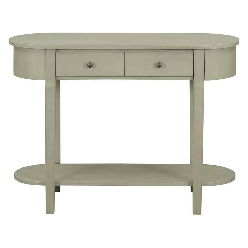 Elegant Retro Console Table with Curved Design and Smooth Glaze for Entryways, Living Rooms and hallways