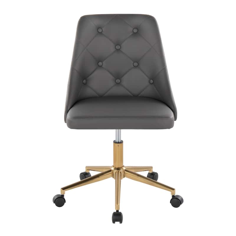 Silver Orchid Ockelbo Adjustable Office Chair with 5-Star Caster Base - Grey Faux Leather/Gold Metal