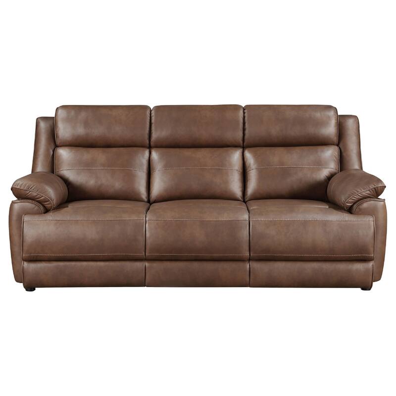 Ellen 2 Piece Sofa and Loveseat Set, Brown Faux Leather