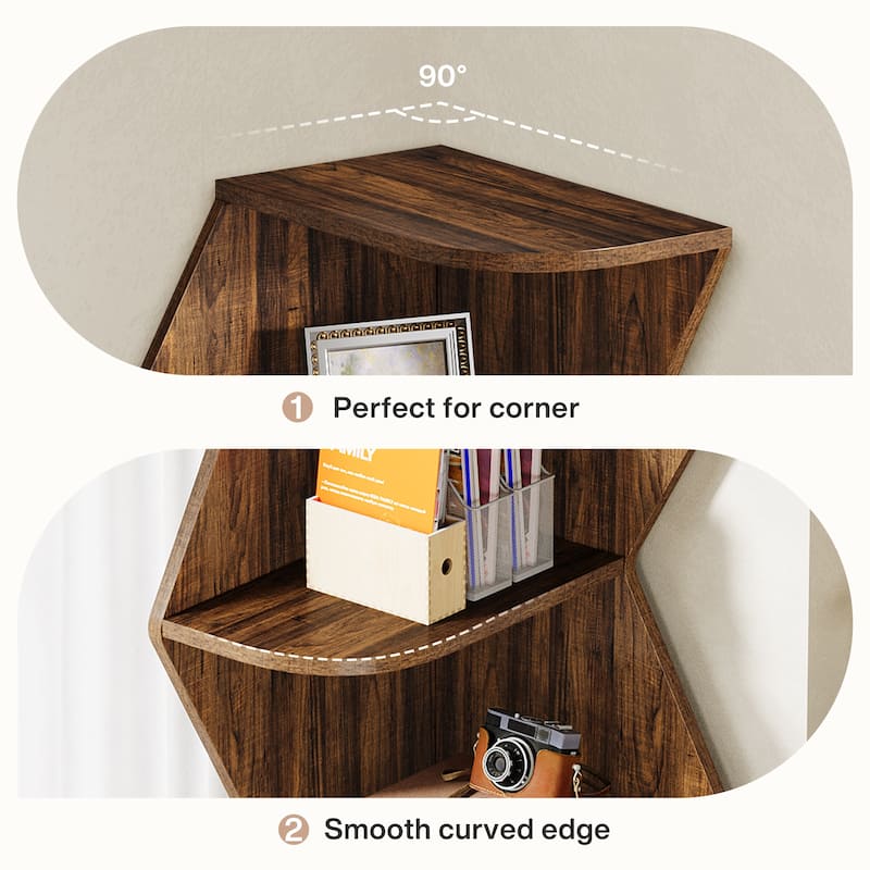5-Tier Corner Shelf, 71.5-Inch Tall Wall Corner Bookshelf