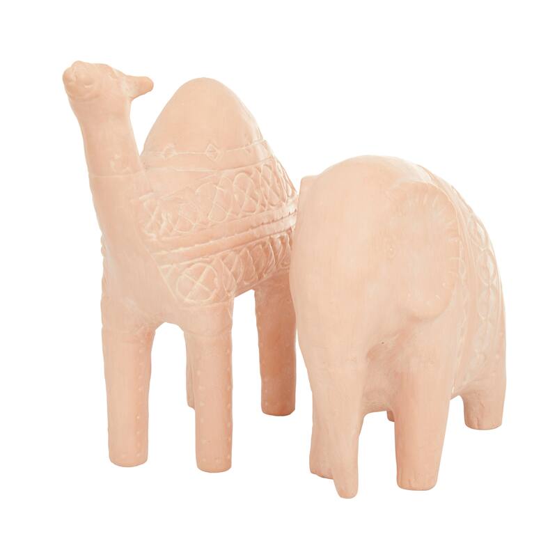 Pink Ceramic Modern Farmhouse Sculpture Set of 2 - 10 x 4 x 10 and 9 x 4 x 8