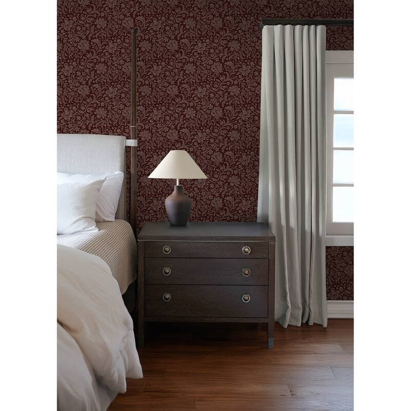Chris Loves Julia x A-Street Prints Hague Burgundy Floral Trail Wallpaper