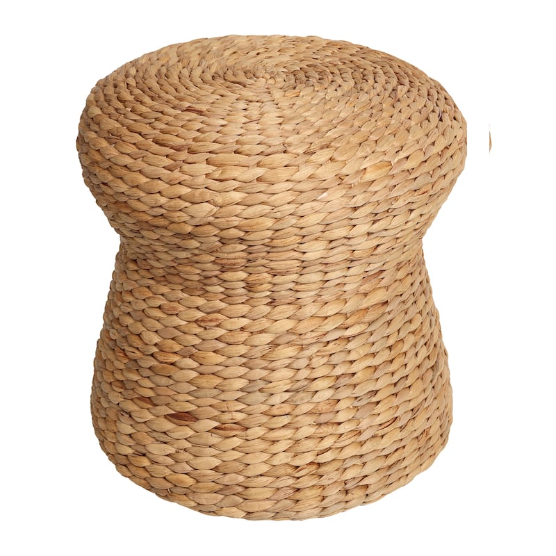 Alberto 18.5" Modern Bohemian Hand-Woven Hyacinth Mushroom Stool