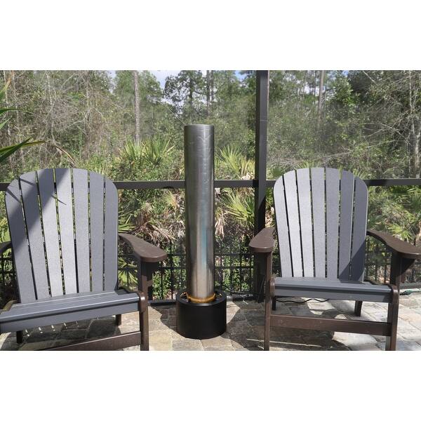 slide 12 of 22, Hilliard 46" tall Stainless Steel and Black Patio Fountain, LED Lights - 12" x 47" Silver - Floor - Stainless Steel