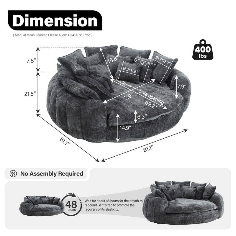 Rossetta Comfortable High Back Decorative Oversized Sofa Bed with Armrests