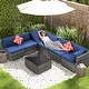 preview thumbnail 9 of 62, EROMMY 6/7 Piece Modular Outdoor Rattan Sofa Set, All-Weather Wicker Patio Furniture with Storage Table, Cushions & Pillows