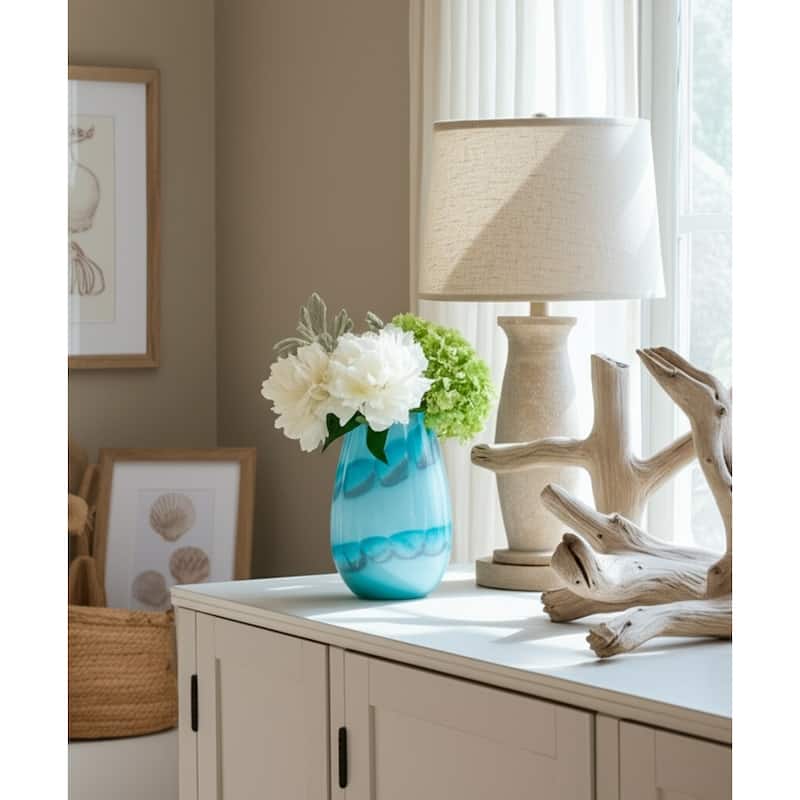 Glass Vases Coastal Style with Sculpted Detailing and Swirl Design