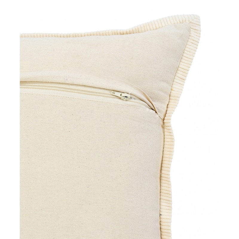 HomeRoots 20" X 20" Gray And Cream 100% Cotton Zippered Pillow