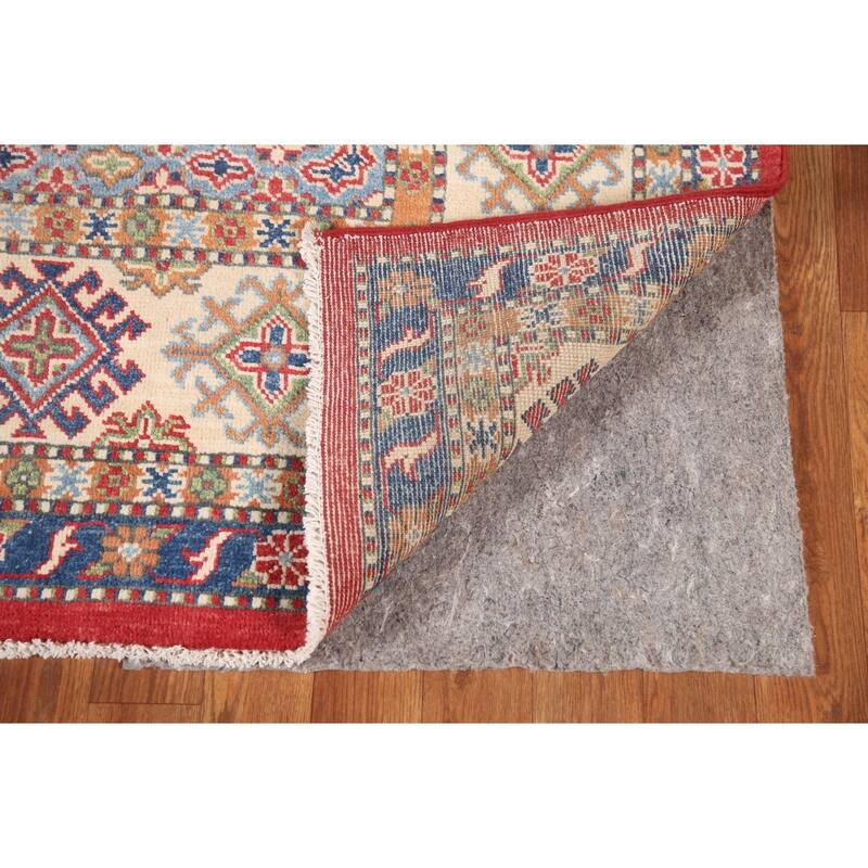 Geometric Kazak Oriental Area Rug Handmade Red Wool Carpet - 8'0" x 9'8"