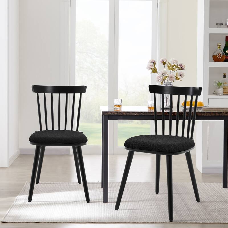 Solid Wood Spindle Back Windsor Dining Chairs Set of 2 - 33.3"H x 17.72"W x 19.7"D