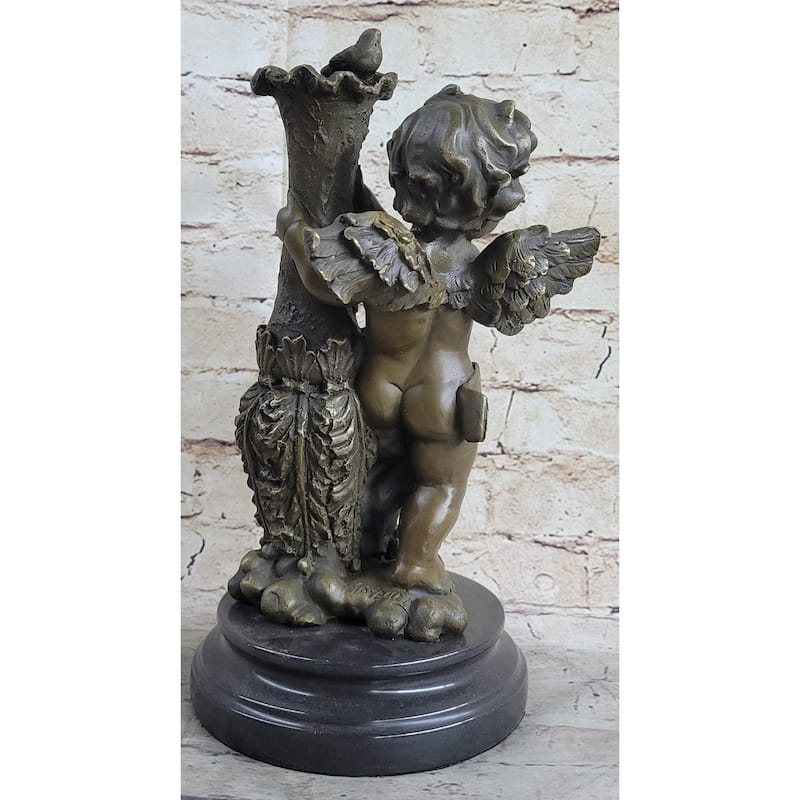 12 Inches Auguste Moreau Cherub Angel Bronze Sculpture Statue Decoration