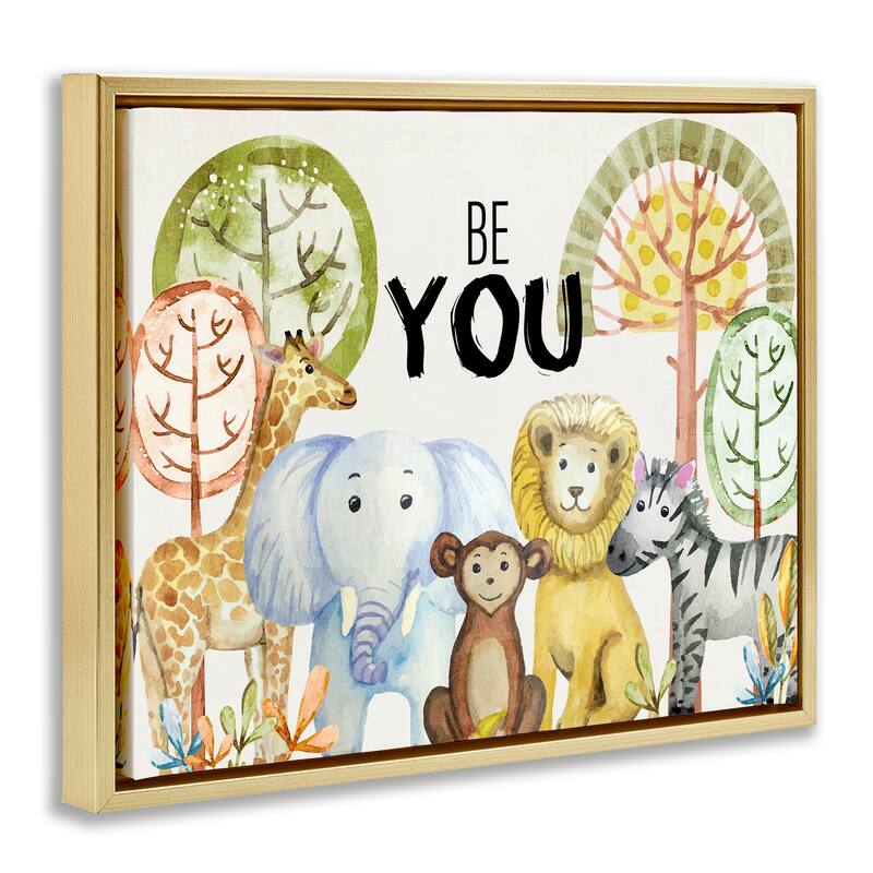 Stupell Be You Jungle Animals Framed Floater Canvas Wall Art Design By Kim Allen