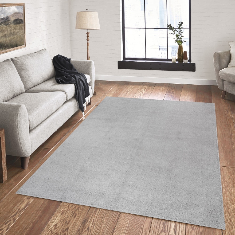 Cadence Tonee Plush Polyester Solid Color Non-Slip Super-Soft Shag Indoor Area Rug