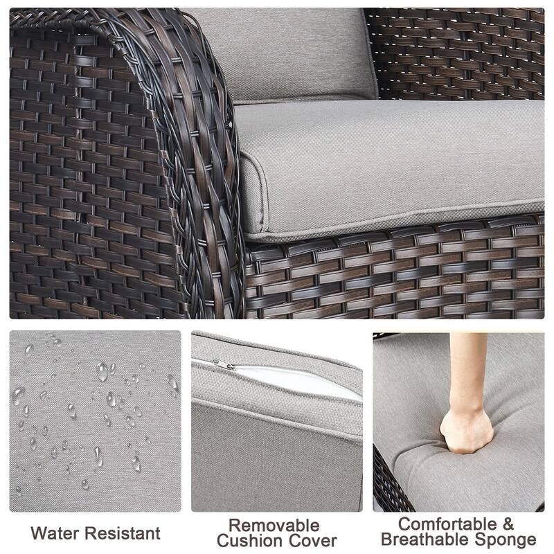 Outdoor Loveseat Sofa with Chair Ottoman Table