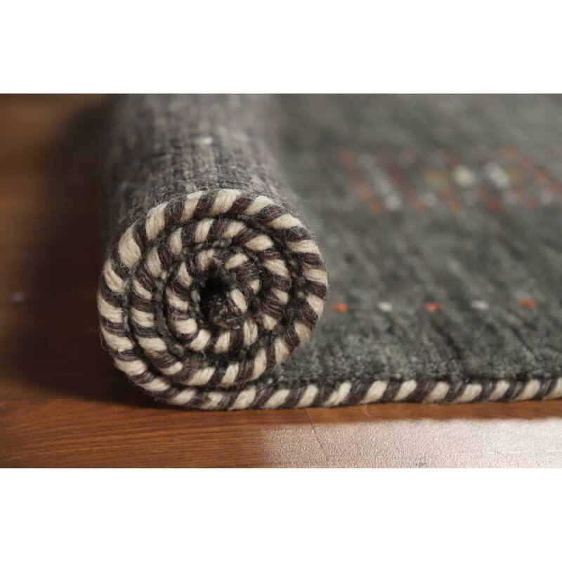 Oriental Grey Tribal Gabbeh Indian Rug Hand-Knotted Wool Carpet - 2'6" x 5'6"