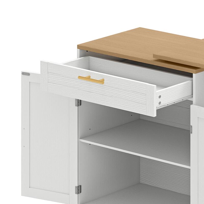 Moasis Kitchen Island with Seating & Extendable Dining Table,Mobile Storage Islands with 2 Chairs