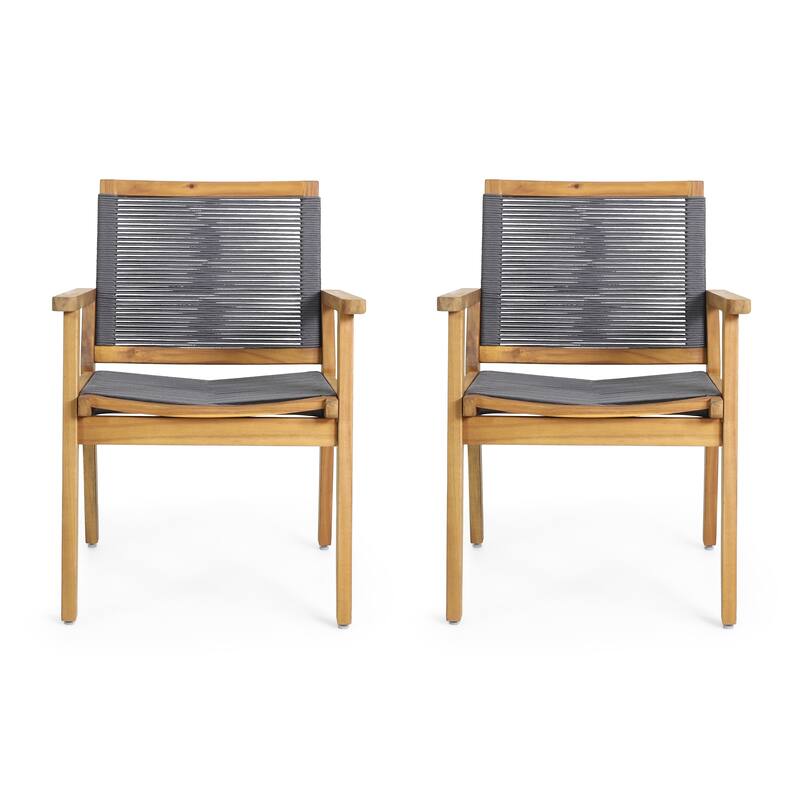 Mcgill Outdoor Acacia Wood Dining Chair with Rope Seating (Set of 2) by Christopher Knight Home - 24.75" W x 26.50" D x 34.75" H