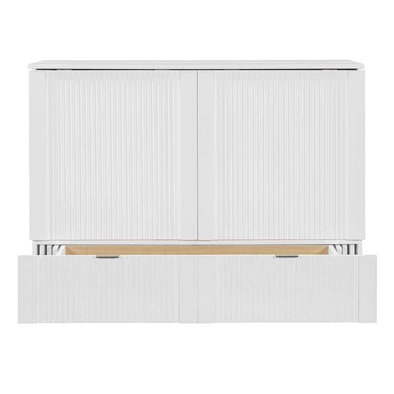 Full Size Murphy Bed with drawer and a set of Sockets & USB Ports, Pulley Structure Design