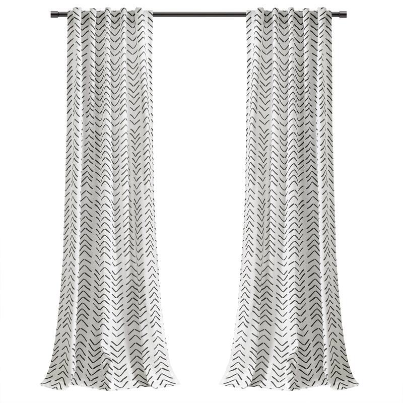 Lush Decor Hygge Modern Arrow Linen Look Window Curtain Panels Set
