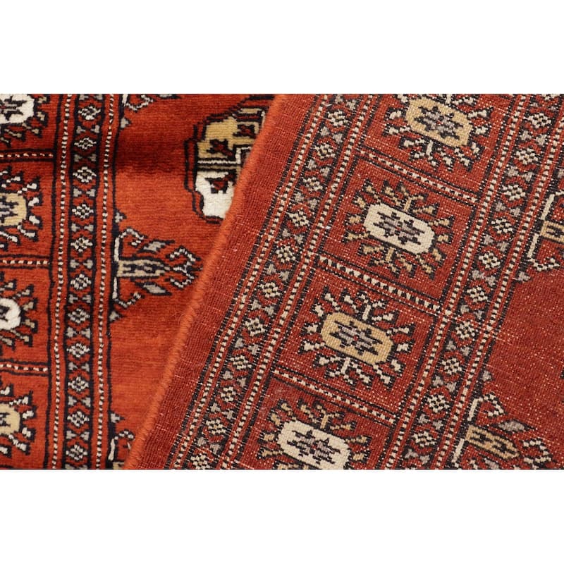 Southwestern Bokhara Cassandr Rust Beige Hand Knotted Runner - 2'7'' x 11'7''