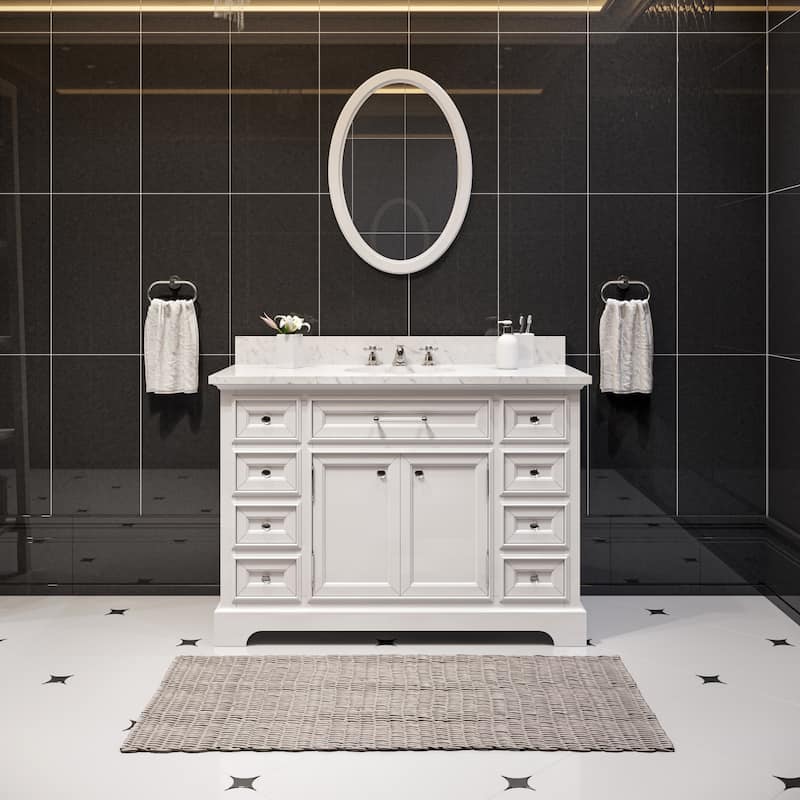 Water Creation Derby 48-inch Solid White Single Sink Bathroom Vanity