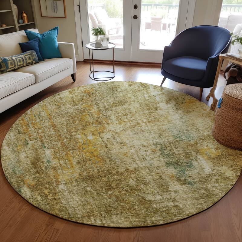 Machine Washable Indoor/ Outdoor Chantille Solid Ombre Rug - Brown - 8' x 8'