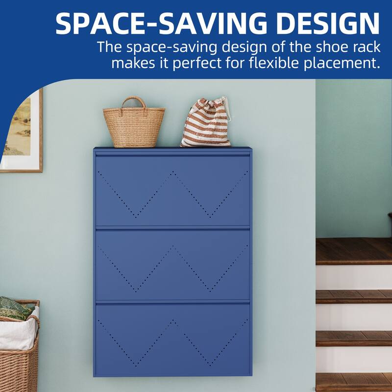 Moasis 3 Flip Drawers Steel Shoe Storage Cabinet Wall mount