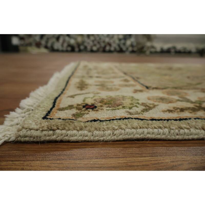 Hand Knotted Oriental 100% Wool Carpet Traditional All-Over Green Ziegler Runner Rug - 15' 8'' X 2' 6''