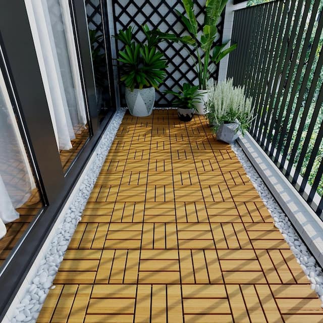 12" x 12" Square Teak Wood Interlocking Flooring Tiles
