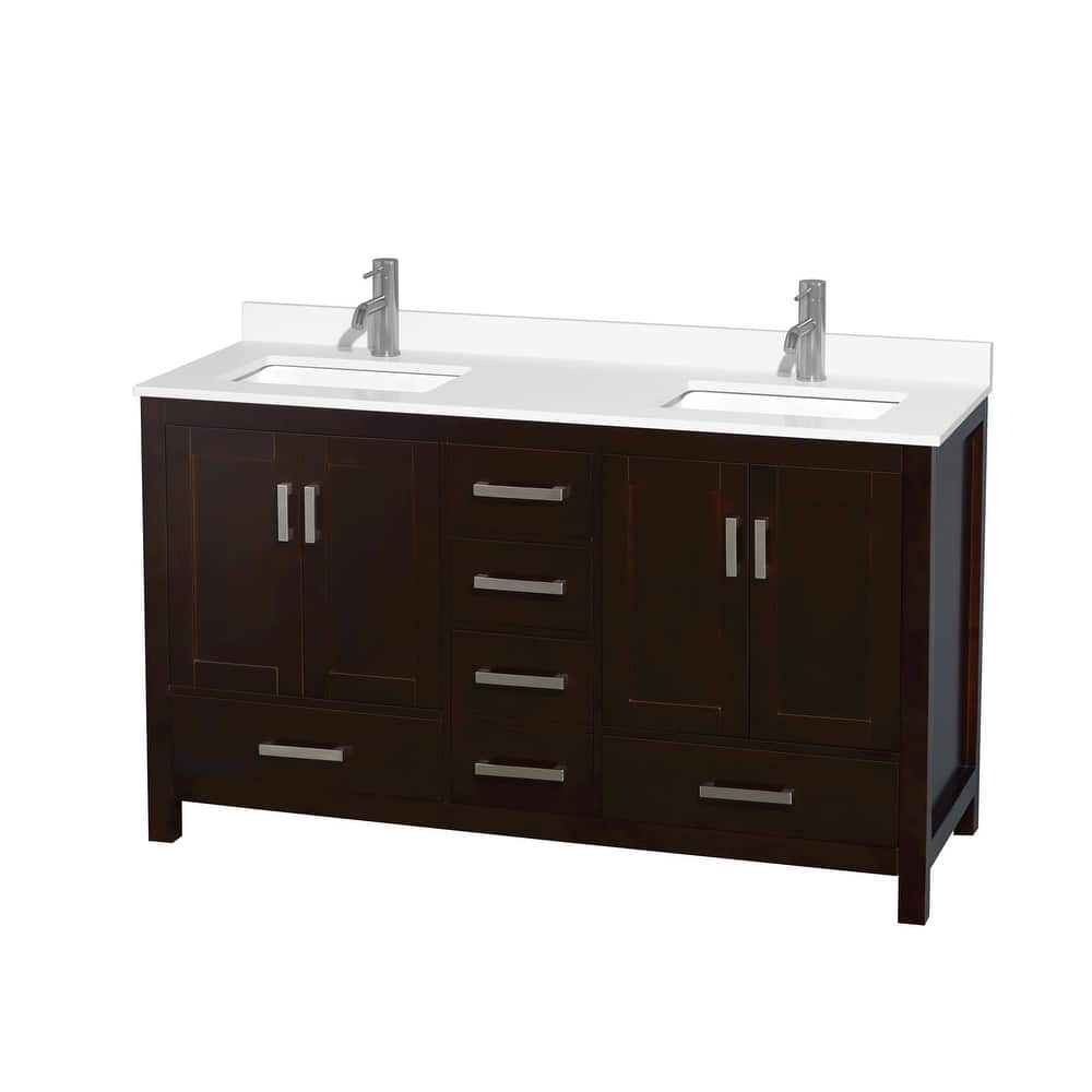 Sheffield 60-inch Double Vanity, Single Hole Quartz Top