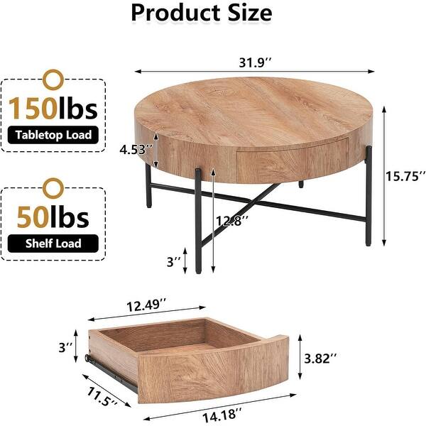 Round Coffee Table with Two Drawers - Bed Bath & Beyond - 41418675