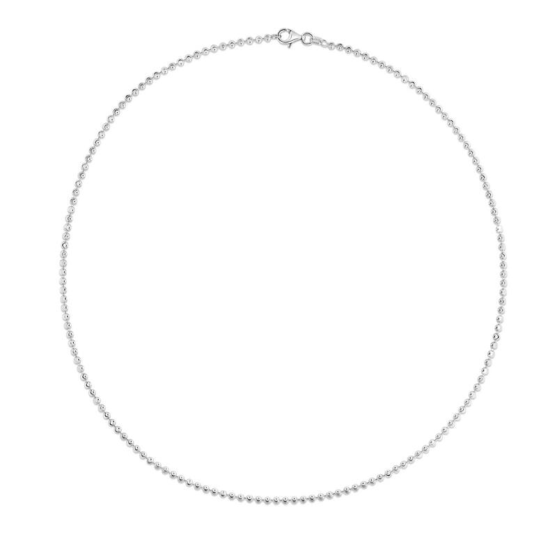 Curata 925 Sterling Silver 2.5mm Moon cut Bead Chain Necklace
