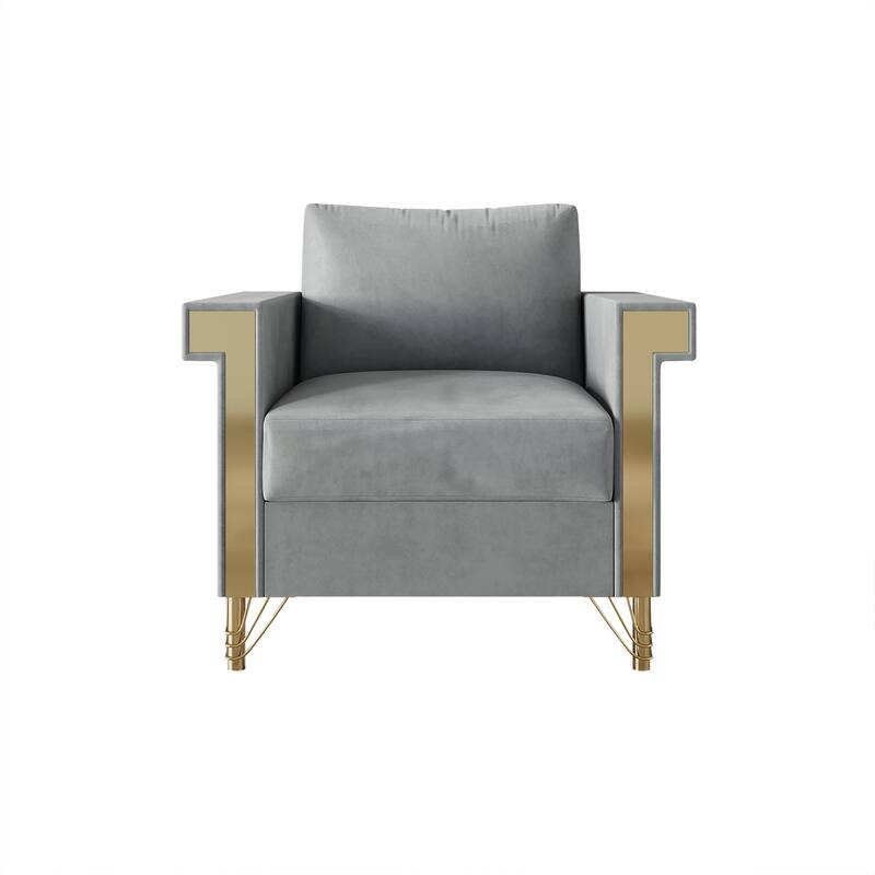 CraftPorch Luxurious Velvet Upholstered Arm Chair - Silver Grey