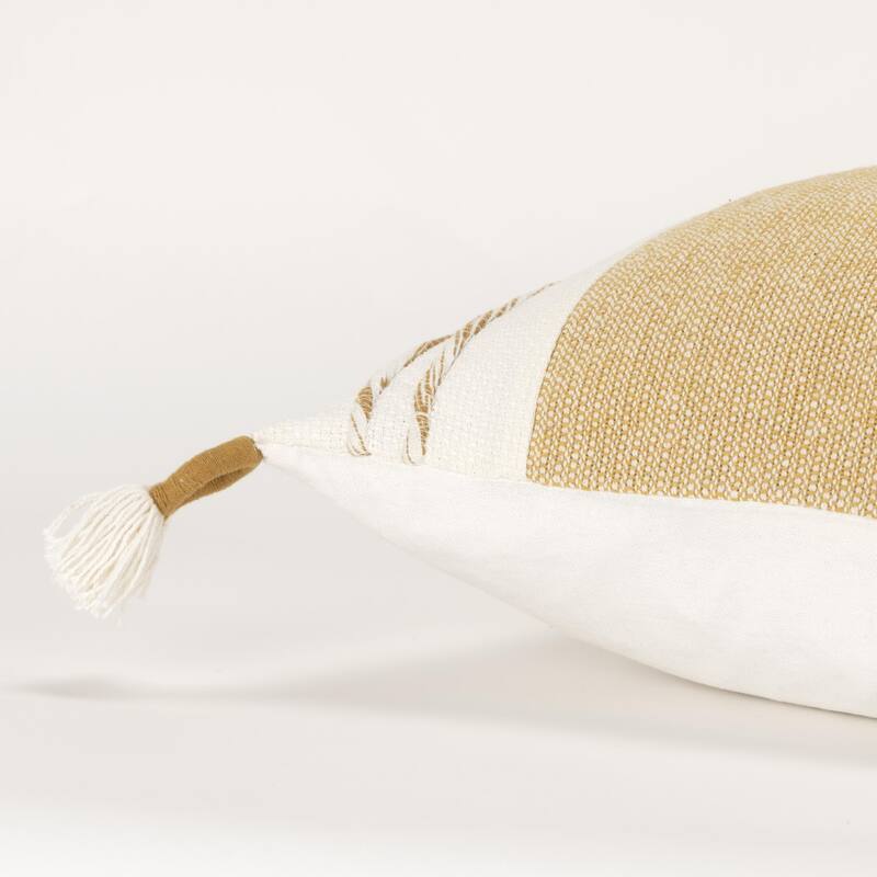 Rizzy Home Woven Striped Square Throw Pillow with Tassels