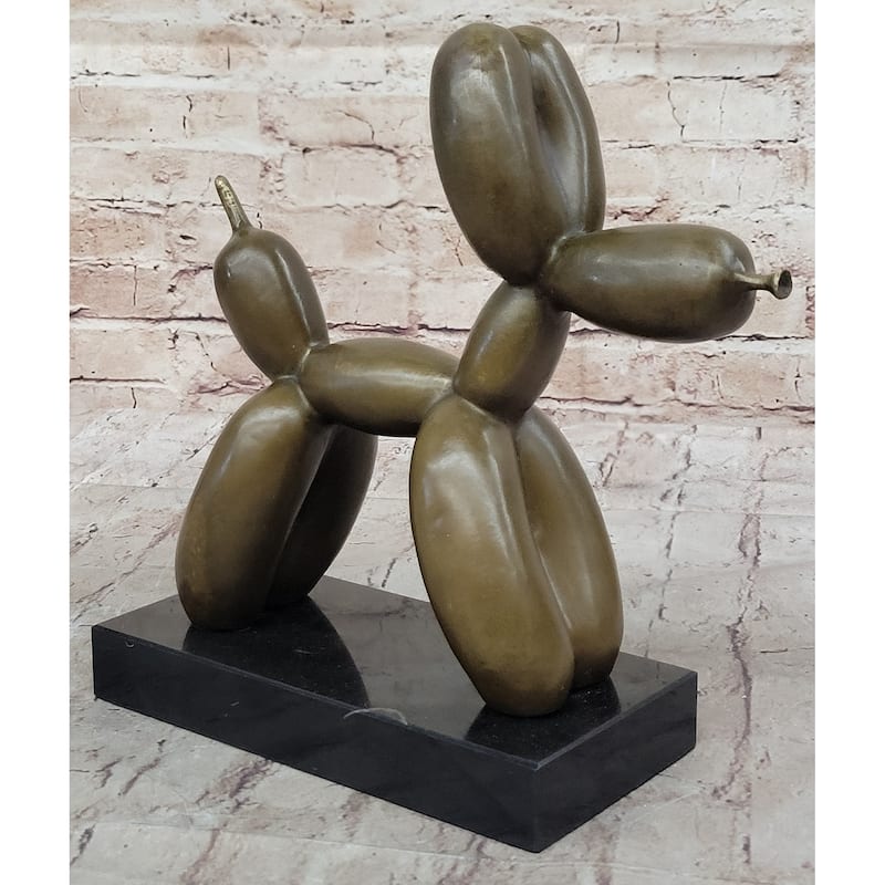 Balloon Imitative Dog Bronze Metal Sculpture Statue Decor Abstract Art On Marble Base