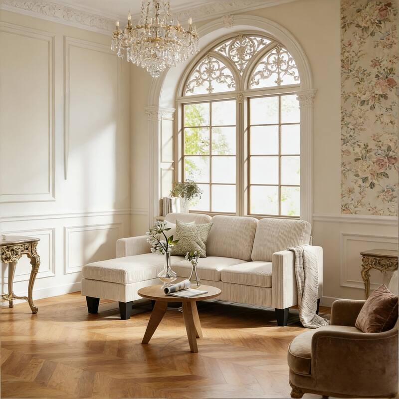 72.8" Modern L-Shaped Corduroy Sectional Sofa