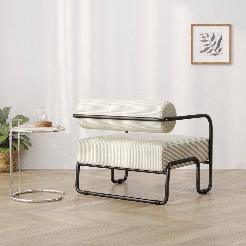 Modern Designed Corduroy Fabric Accent Chair with Thick Cushion