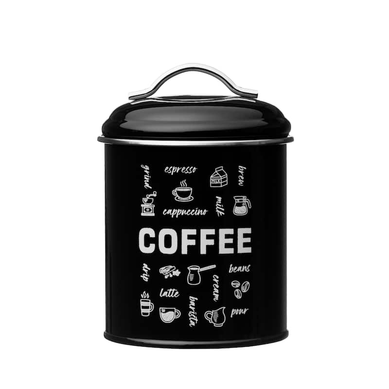 Amici Home Coffee Fix Metal Coffee Canister 36 Ounce - 36 oz - Black and White - 36 oz