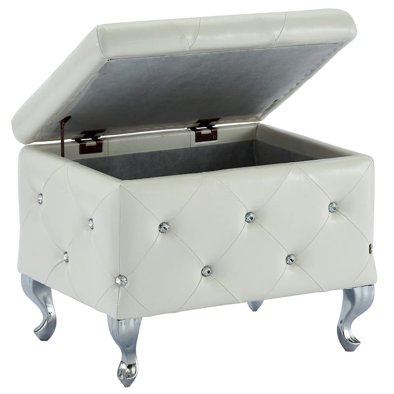 Monique-Velvet Storage Bench with Crystals