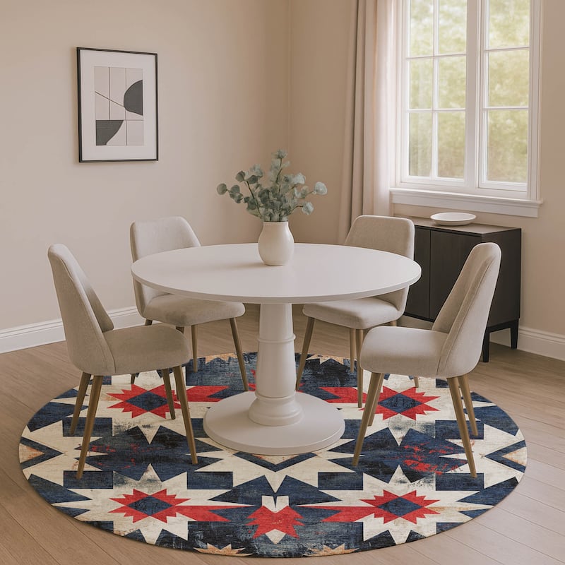 Premium Washable Super Soft Mayfield Rug - Navy - 8' x 8'