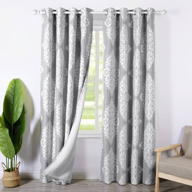 DriftAway Asher Medallion European Floral Blackout Lined Curtain 2 Panels