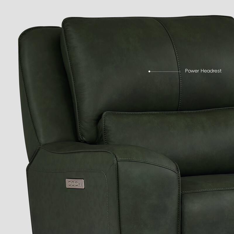 116" W Top Grain Leather Triple-Power Oversized Width Seat Sofa with Ajustable Headrest, USB & USB-C Charging