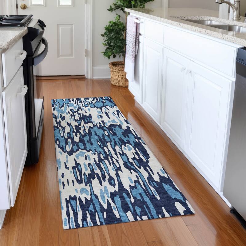 Premium Washable Super Soft Abstract Harmony Mayfield Rug - Blue - 2'3" x 7'6"