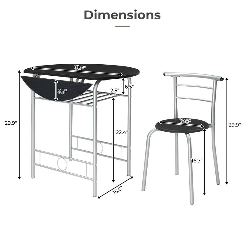 31.5" Drop Leaf Dining Table for Small Space,Small Kitchen Table Set for 2