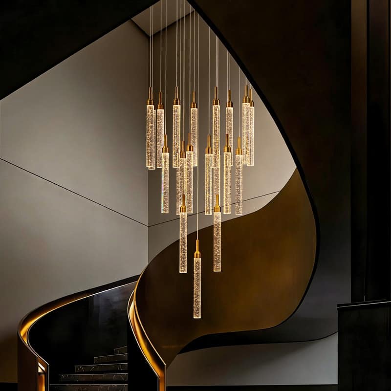 20 Lights Remote Control Dimmable LED Modern Large Hanging Pendant Light Fixture Flush Mount Chandeliers for Entryway Foyer